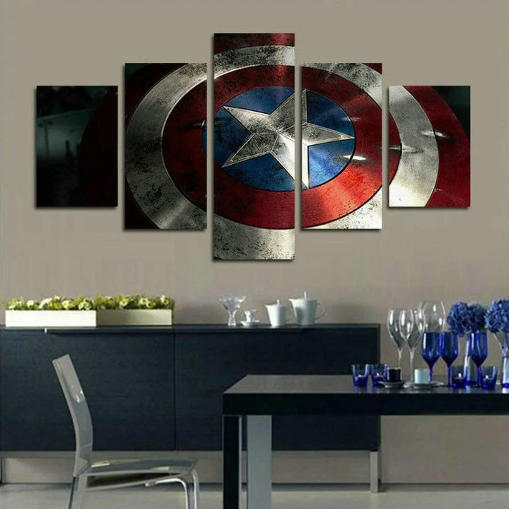 Set med 5 Captain America skjold-veggbilder