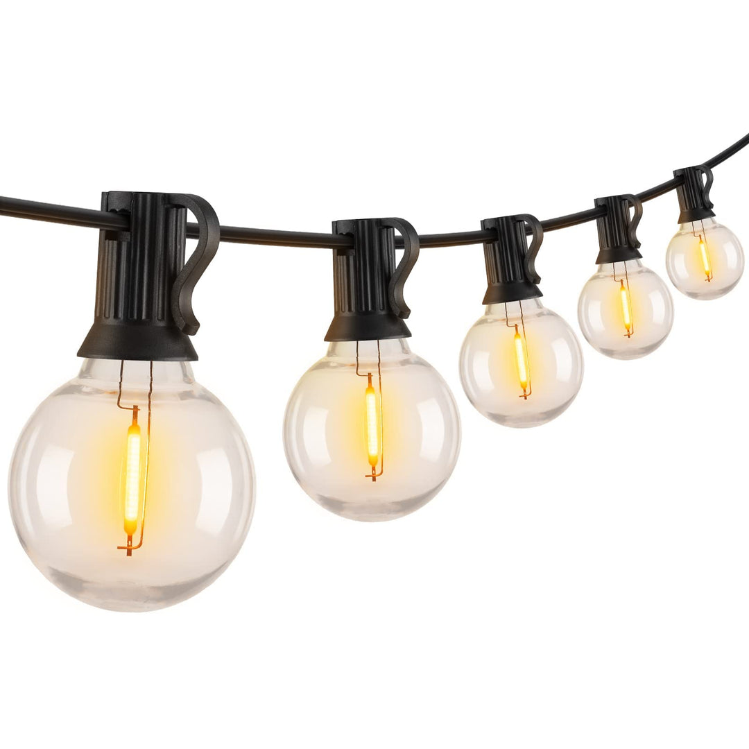 Skanto | Brightown 25Ft Utendørs Lyskæder, 27 G40 Led, Bruddsikker, Vanntett, Svart Ledning