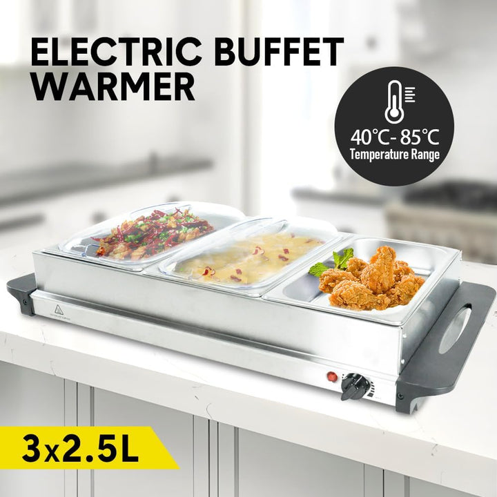 Skanto | Elektrisk Buffet Matvarmer med 3 × 2,5L Fat & Temperaturkontroll – Valtero
