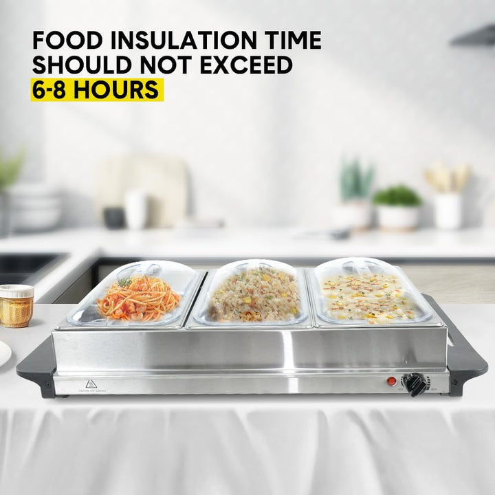Skanto | Elektrisk Buffet Matvarmer med 3 × 2,5L Fat & Temperaturkontroll – Valtero