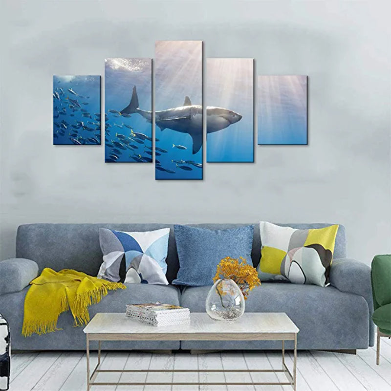 5 Pcs Shark Print Artwork Canvas Painting | Skanto