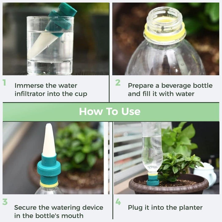 Skanto | Selvvannende pigger for planter – Automatiske drypptips for flasker