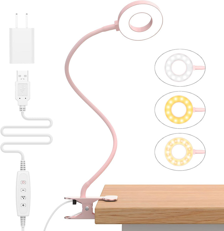 Skanto | 3 Farge Modus LED Skrivebord Klem Lampe med & Fleksibel Gås Nakke – Selvara (1+1 GRATIS)