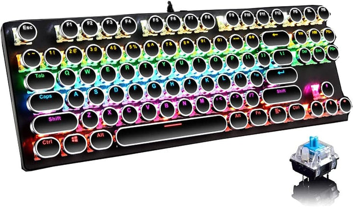 Skanto | 87-Tast Mekanisk Gaming Tastatur RGB Bakgrunnsbelyst Blå Bryter