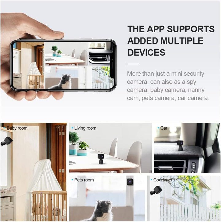 Skanto | Mini Sikkerhetskamera 4K WiFi Skjult Innendørs Kamera med Nattesyn