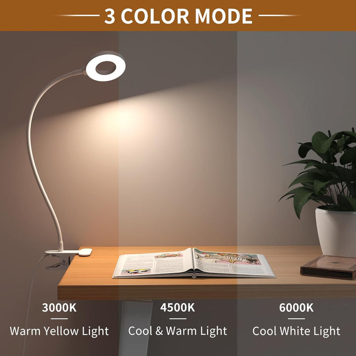 Skanto | 3 Farge Modus LED Skrivebord Klem Lampe med & Fleksibel Gås Nakke – Selvara (1+1 GRATIS)