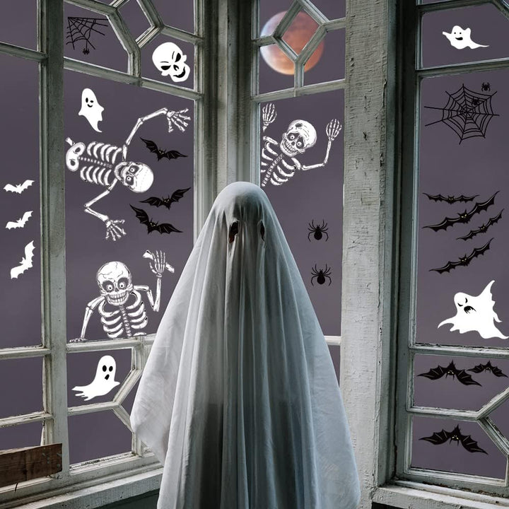 140PCS Halloween Vindu Klistermerker Dekor - Dobbeltsidige Avtakbare Klistremerker For Innendørs Halloween Fest Dekorasjoner Skanto