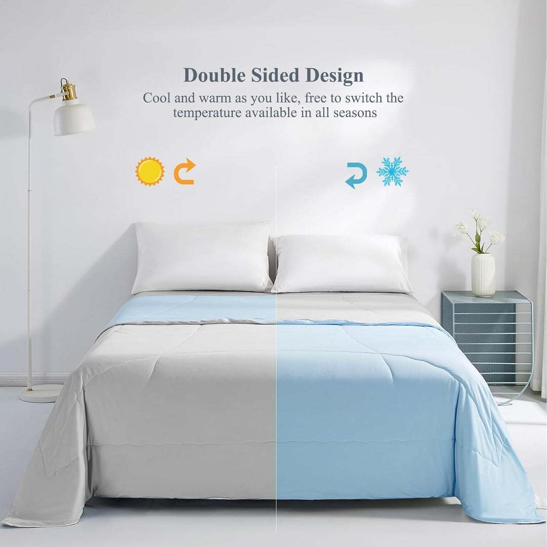 Ultra Soft Cloudy 3D Cooling Comforter  Extreme Q Max 0.5-Blå & Grå | Skanto