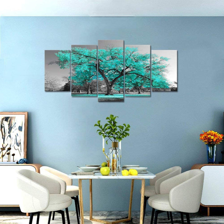 5-Piece Teal Green Canvas Wall Art Painting | Skanto