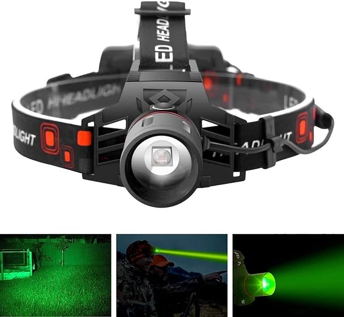 Skanto | Oppladbar LED Hodelykt med Hvitt, Rødt og Grønt Lys – Kraftig Hodelykt med USB og Batteri