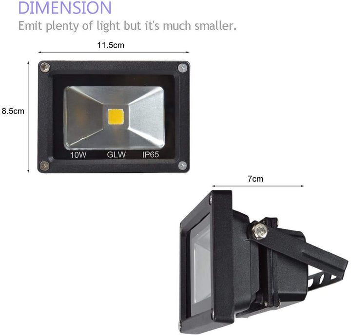 Skanto | Glw 10W Led Flomlys 2 Pakke - Varm Hvit Utendørslys, 750Lm, Halogen Ekvivalent