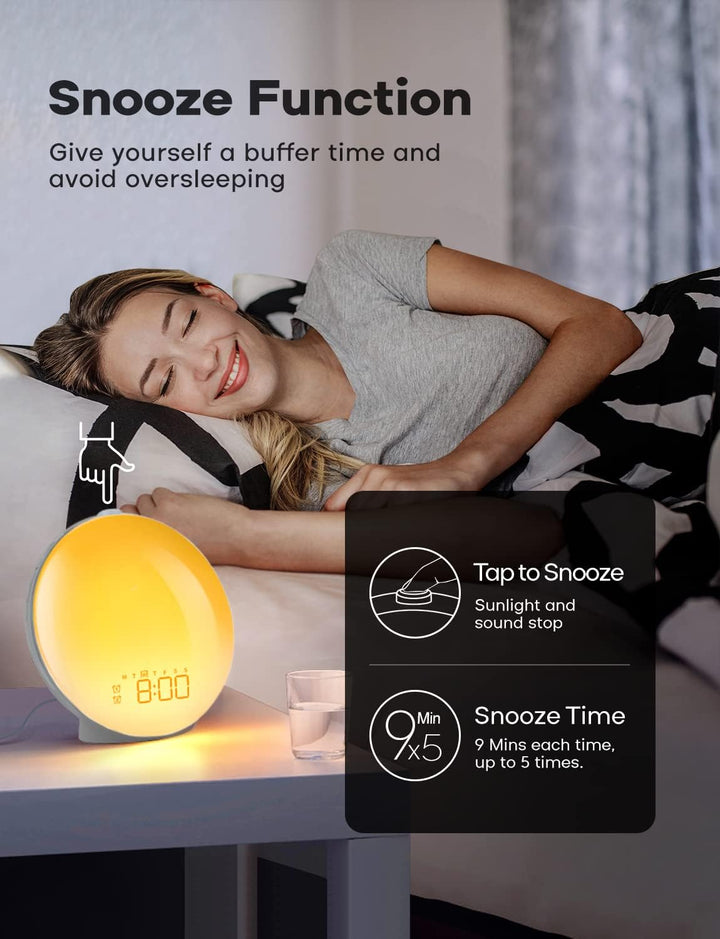 Skanto | GlowRise Naturlig Våkningslys Vekkerklokke med Soloppgang & Solnedgang Simulering