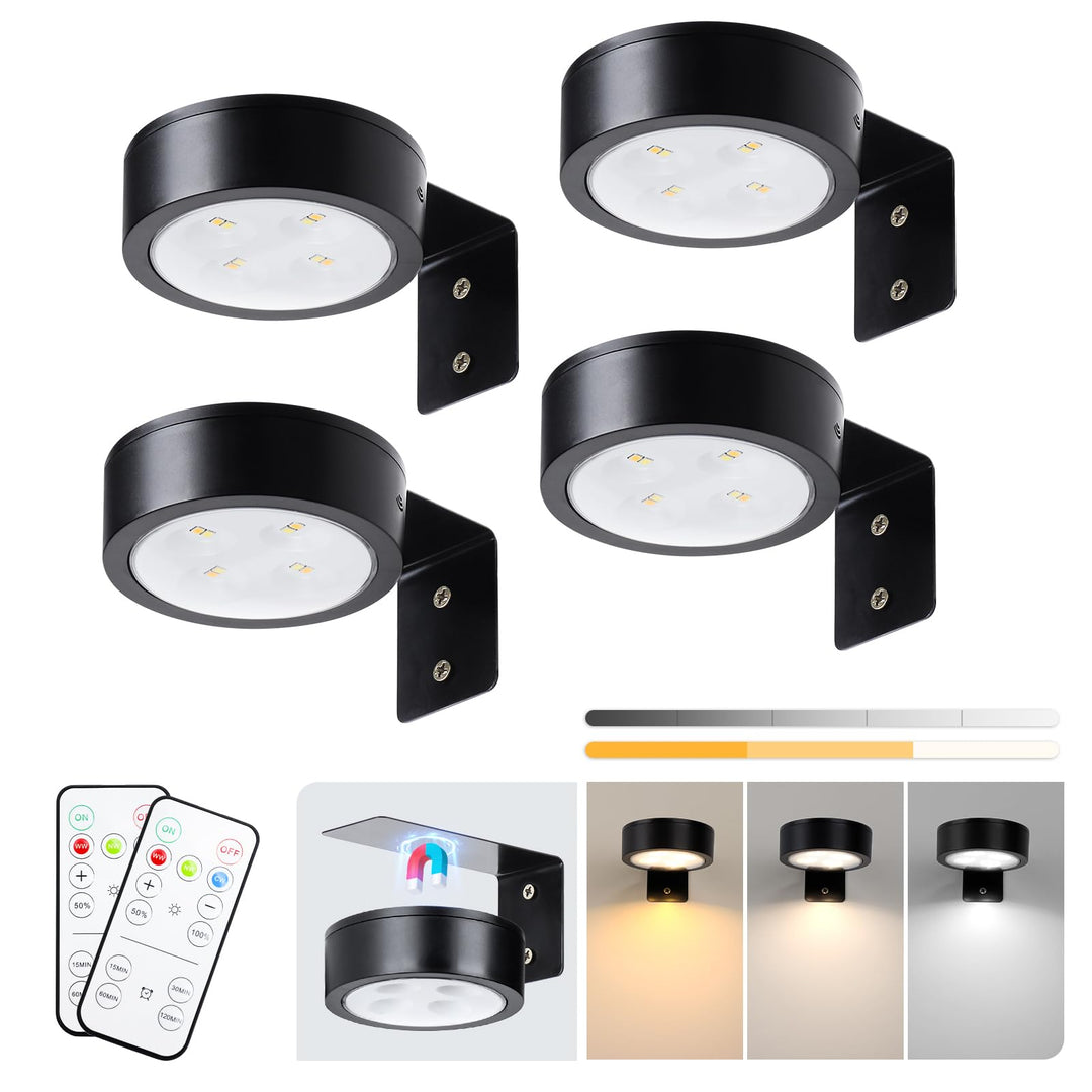 Skanto | Keluoly 4-Pack Bildebelysning Batteridrevet Med Fjernkontroll, Led Lys Dimmbar Og Timer Maleri Lys, Kunst Utstillingslys For P