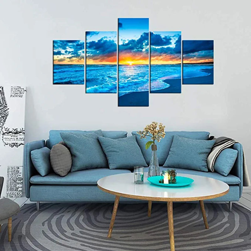 5 Pcs Sunrise Seascape Artwork Canvas Painting | Skanto