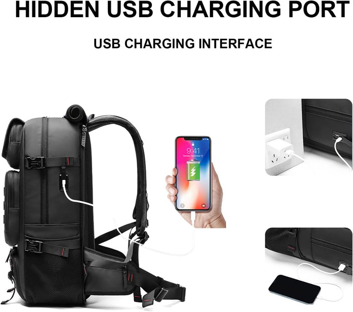 50L Vanntett reise ryggsekk med skomerke og USB-port | Skanto