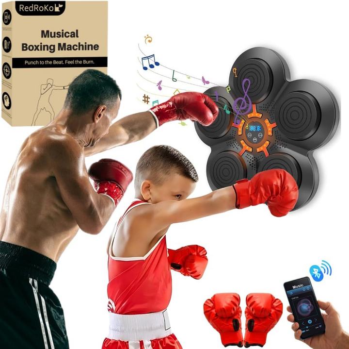 Skanto | RhythmBox Veggtrener – Smart Bluetooth Boksemaskin med Musikk & LED Reaksjon