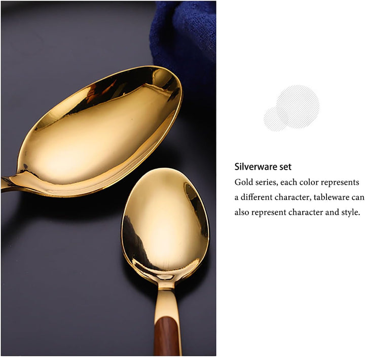 Skanto | Stål Flatware Set med Trehåndtak