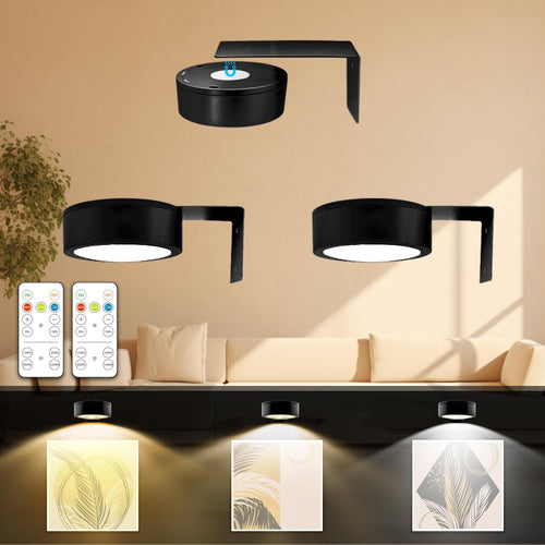 Skanto | Arixinks 3Pack Bildebelysning Batteridrevet Med Fjernkontroll, Maleri Belysning For Kunst Med 3 Lysfarger & Dimmbar, Led Kunstvisning