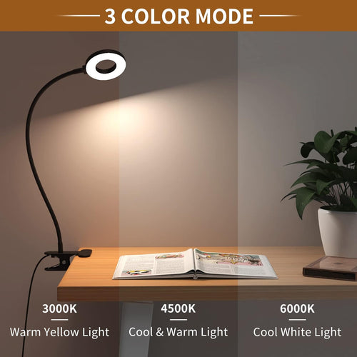 Skanto | 3 Farge Modus LED Skrivebord Klem Lampe med & Fleksibel Gås Nakke – Selvara (1+1 GRATIS)