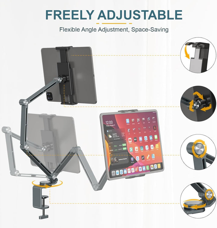 Skanto | Justerbart Aluminium Tablet Bordstativ med 360° Rotasjon – Movaro