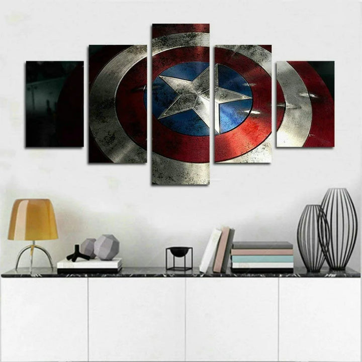 Set med 5 Captain America skjold-veggbilder