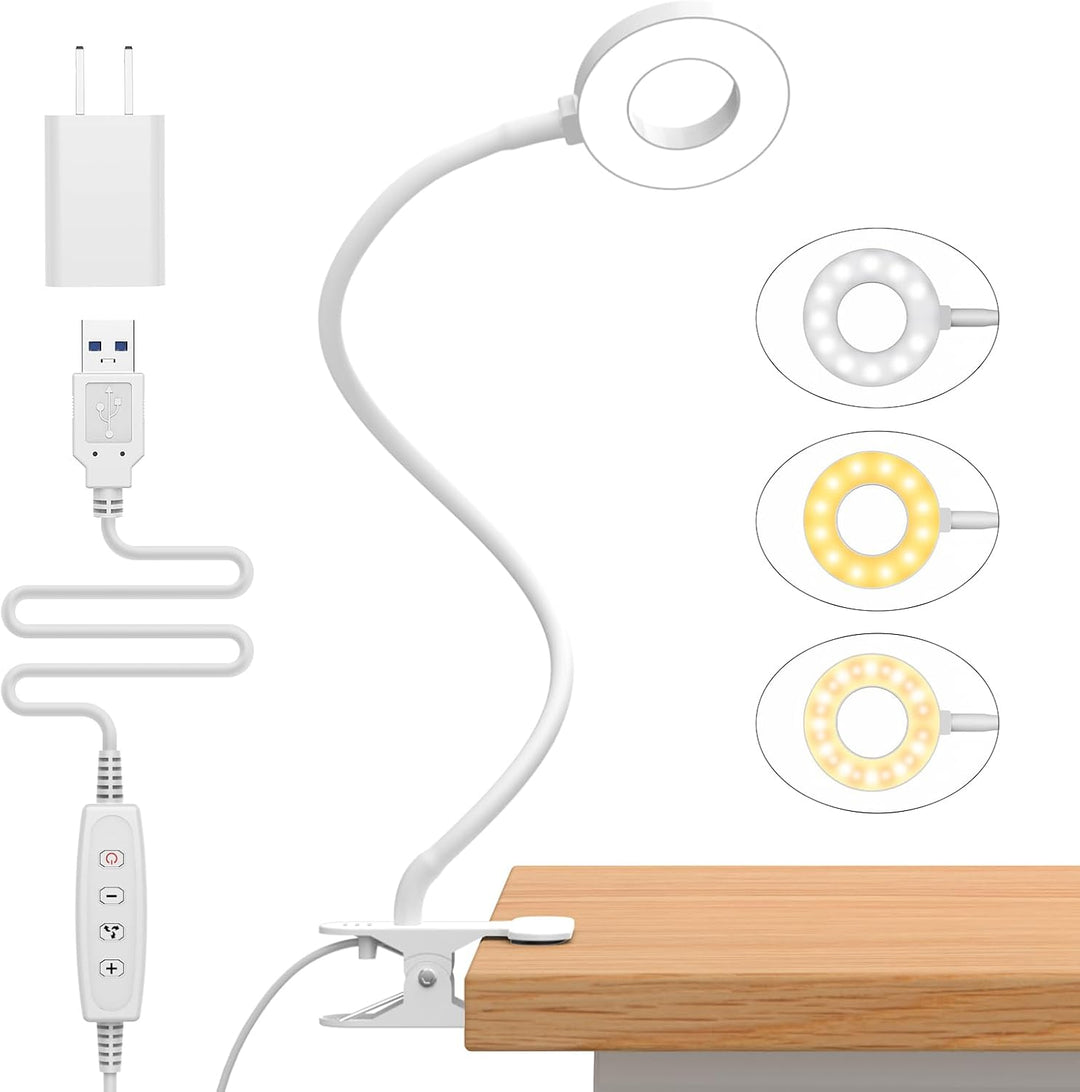 Skanto | 3 Farge Modus LED Skrivebord Klem Lampe med & Fleksibel Gås Nakke – Selvara (1+1 GRATIS)