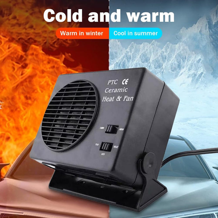 Skanto | 12V Keramisk Bilvarmer | 150W-300W Bærbar Vifte med Automatisk Termostat for Vinterbruk i Kjøretøy