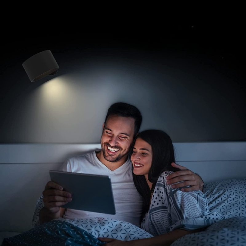 Skanto | LED Vegglamper, Veggmonterte Lamper med Oppladbart Batteri, 3 Fargetemperaturer & 3 Lysstyrkenivåer, 360° Rotérbar Magnetisk Kugle, Trådløse Vegglamper for Studie, Lesing, Nattbord