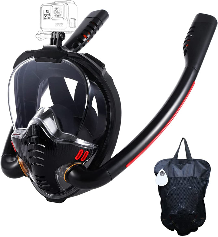 Snorkelmaske med anti-dugg kluter, 180 graders panoramautsikt HD
