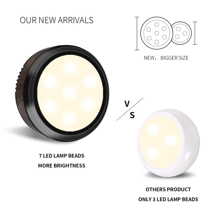 Skanto | Leastyle Fjernkontroll Led Puck Lys, Dimmbar Batteridrevet Under Skap Lys - 6 Pakke Naturlig Hvit