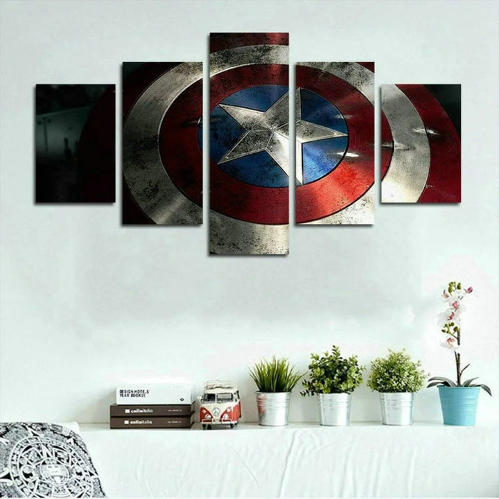 Set med 5 Captain America skjold-veggbilder