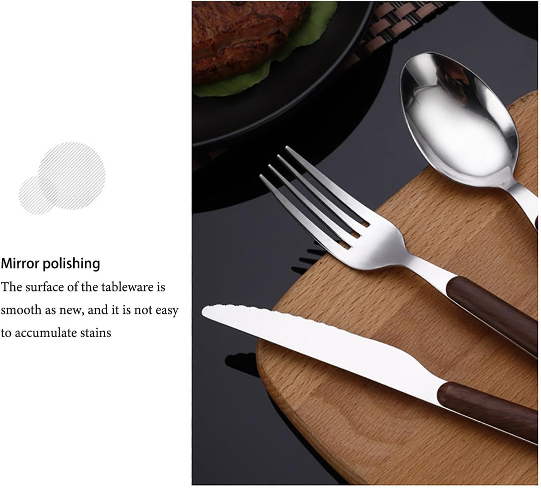 Skanto | Stål Flatware Set med Trehåndtak