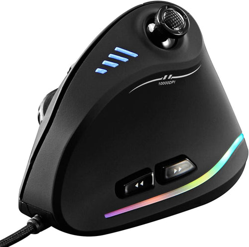 Skanto | Vertikal RGB Gaming Mus med Joystick og 11 Programmerbare Knapper – Kryvos