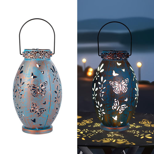 Skanto | Stargarden 2Pack Utendørs Solcellelamper, Utenpåliggende Metallhagebelysning Dekorativ Hengende Solcellelamper, Solcellelamper Utendørs Vanntett For Patio, Gress, Hage (Blå)