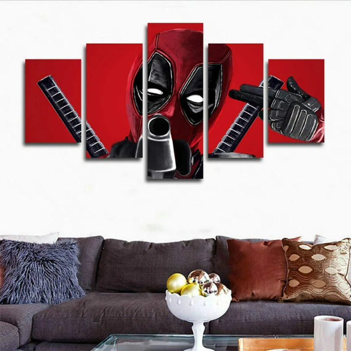 Set med 5 Deadpool-veggbilder