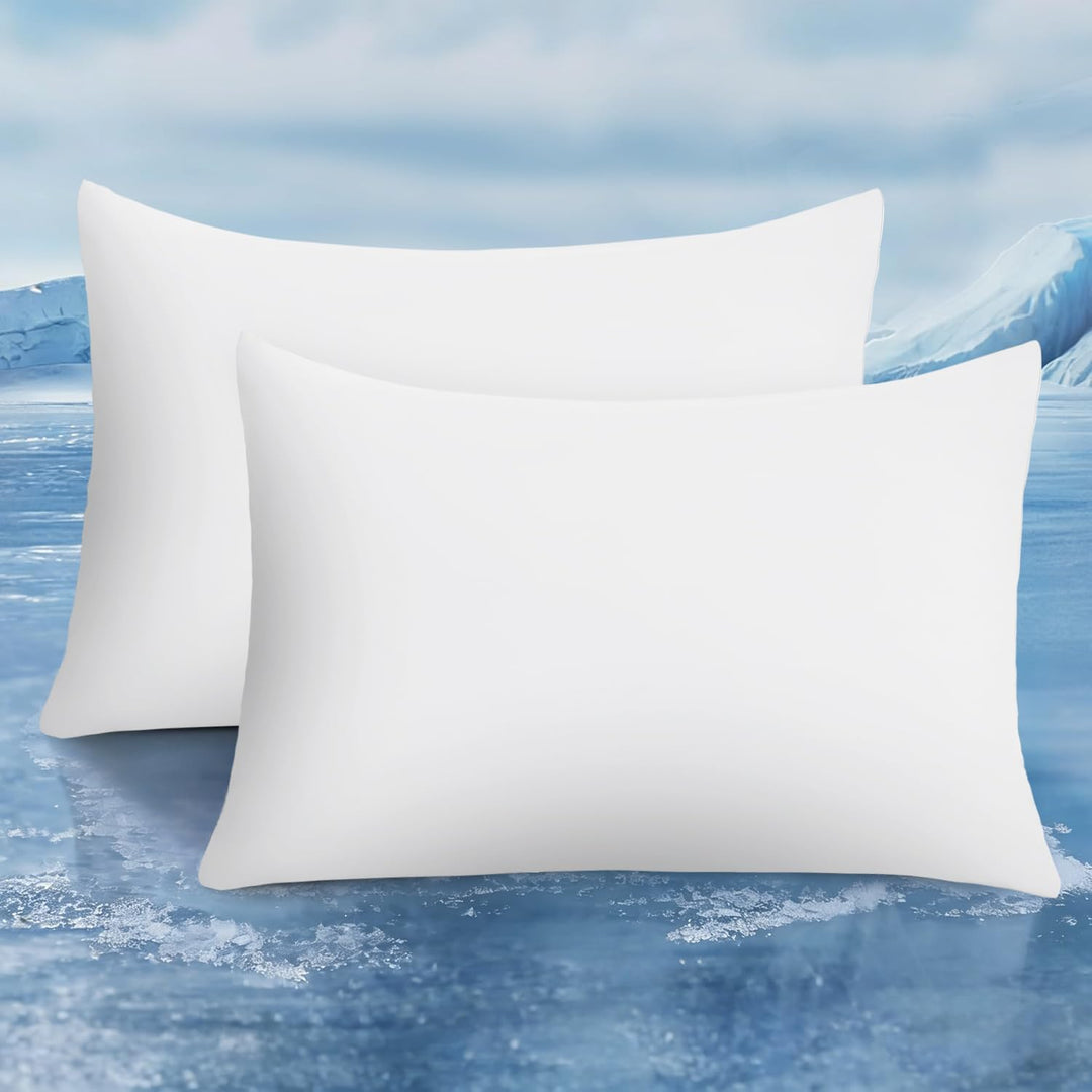 2-pack premium silke super kjøling hvite putevårder – ekstrem Q-Max 0.5 | Skanto
