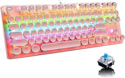Mechanische Gaming-Tastatur med 87 Tasten, RGB-Hintergrundbeleuchtung og blauen Schaltern