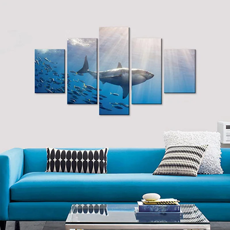 5 Pcs Shark Print Artwork Canvas Painting | Skanto