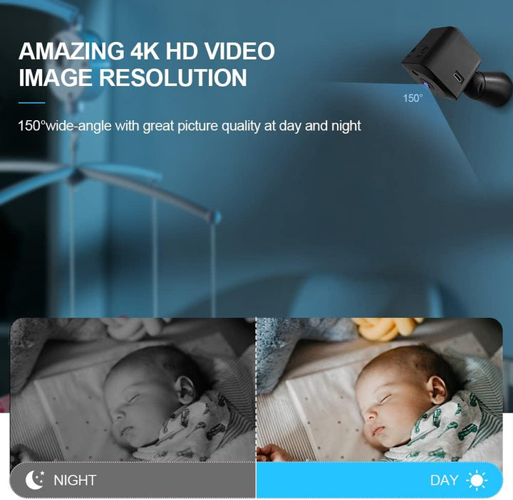Skanto | Mini Sikkerhetskamera 4K WiFi Skjult Innendørs Kamera med Nattesyn
