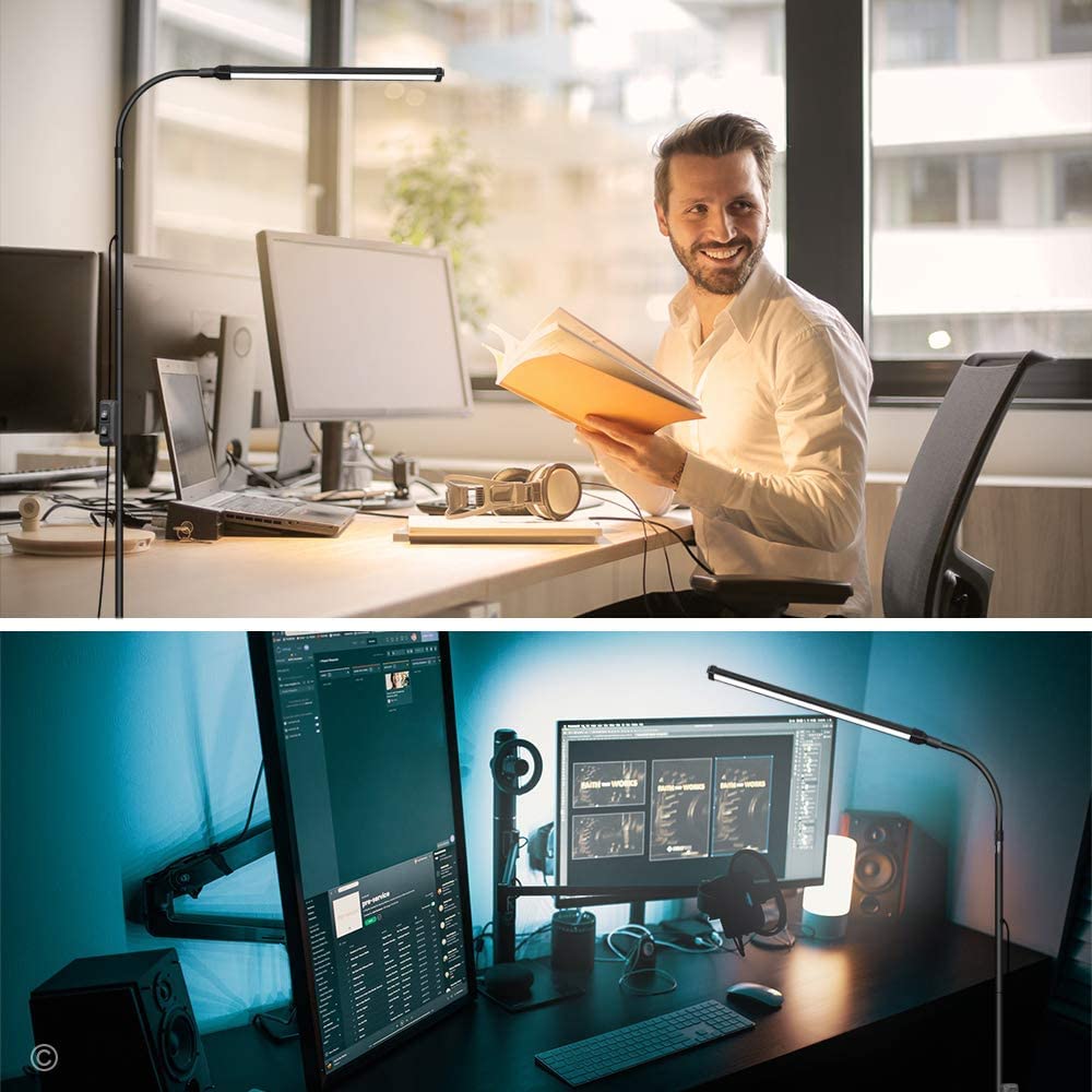 Skanto | Jcotton Justerbar Gåsehals Led Gulvlampe For Vipper Extensions & Makeup - Svart 01