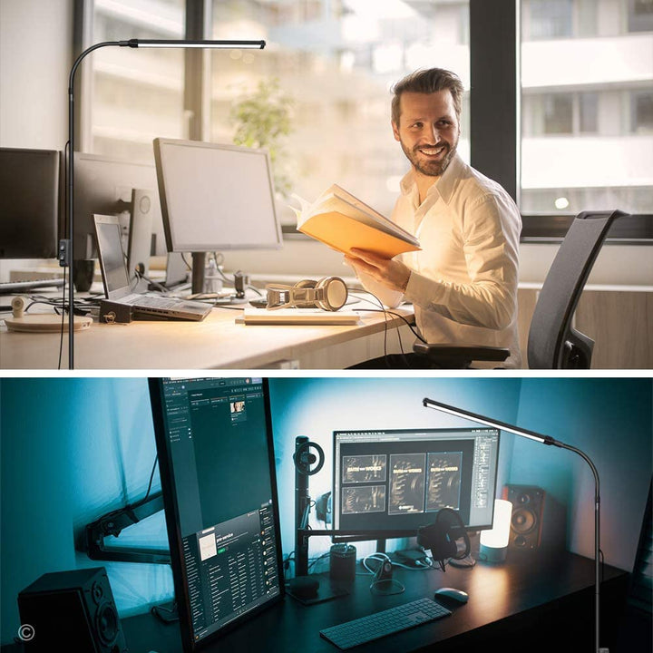 Skanto | Jcotton Justerbar Gåsehals Led Gulvlampe For Vipper Extensions & Makeup - Svart 01