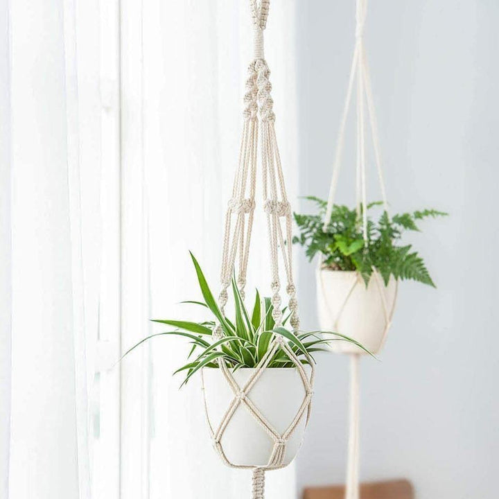 Skanto | 4-delt håndlaget Boho makramee planteholder sett