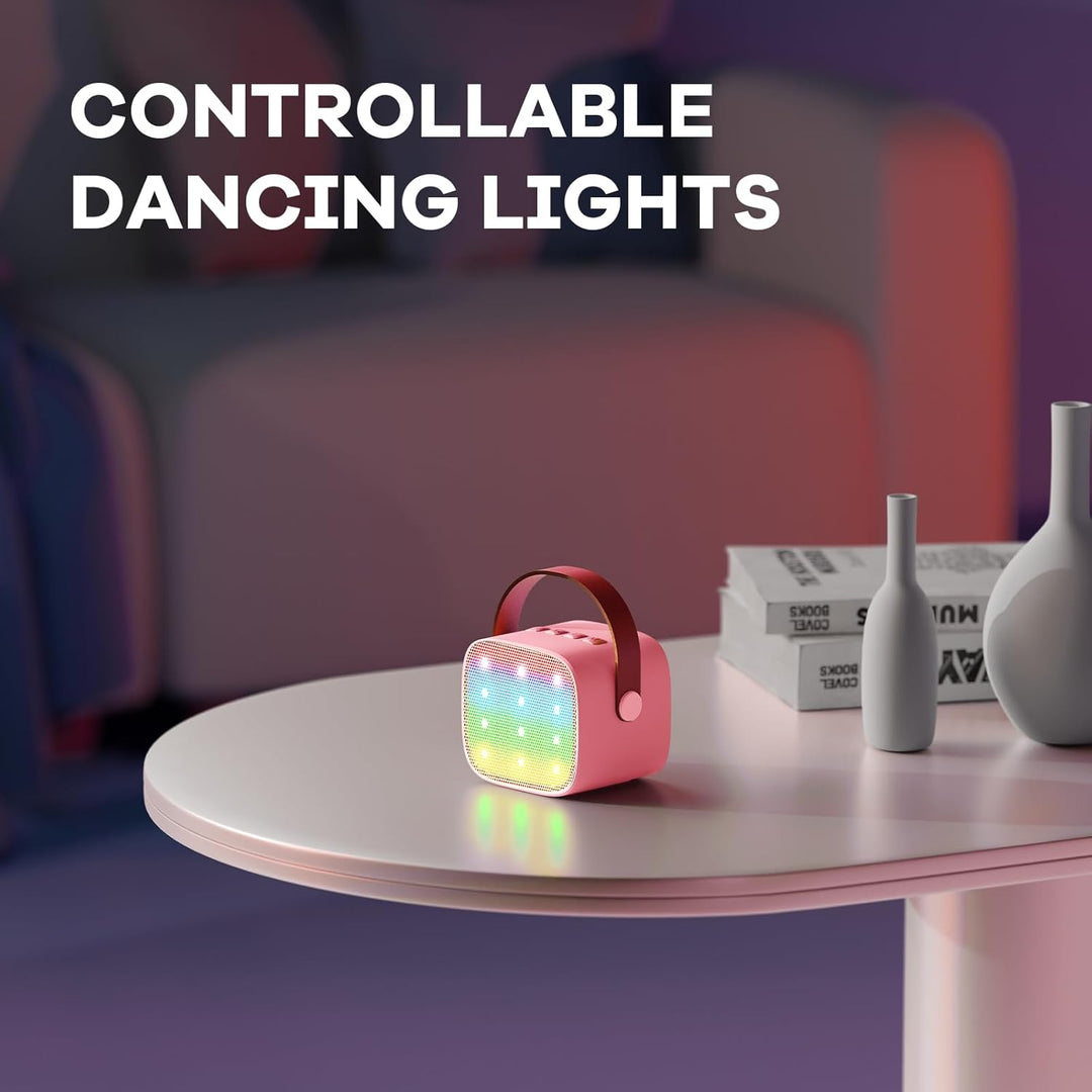 Skanto | Bærbar Mini Karaoke-maskin med Bluetooth-høyttaler og 2 trådløse mikrofoner – Veylo