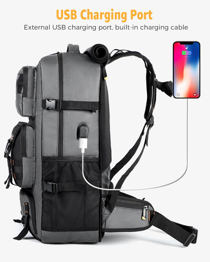 50L Flyklar Konverterbar Reise Ryggsekk med Skoparti & USB-port | Skanto
