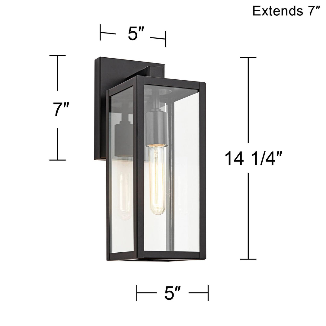 Skanto | John Timberland Titan Moderne Utendørs Vegglampe, Svart Metall Med Klart Glasspanel
