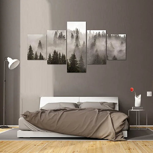 5 stykker skogslandskap kunstverk lerretsmaleri | Skanto