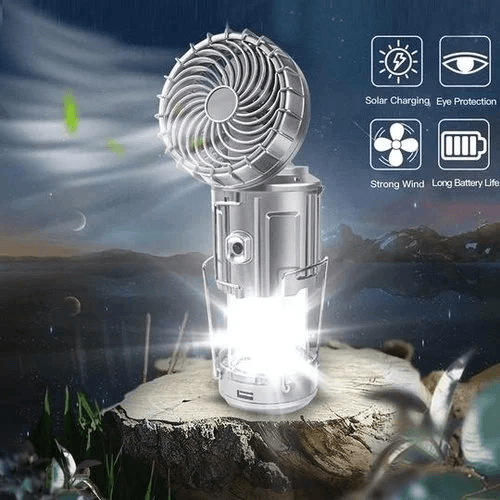 Portable Stretchable Solar Lithium Battery Electric Fan + Emergency Light | Skanto