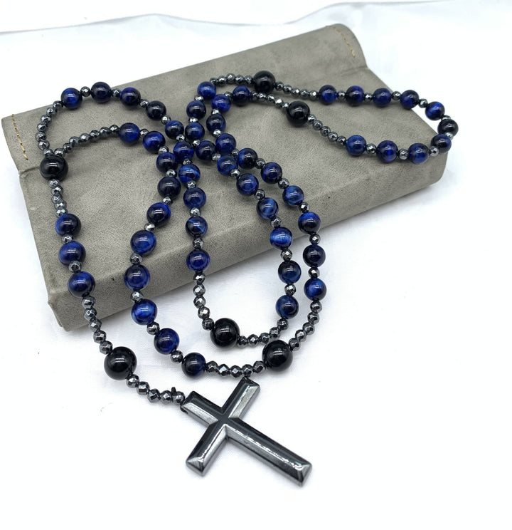 Skanto | Orion Spirituell Halskjede med Tigerøye & Lapis Lazuli – Herres rosary