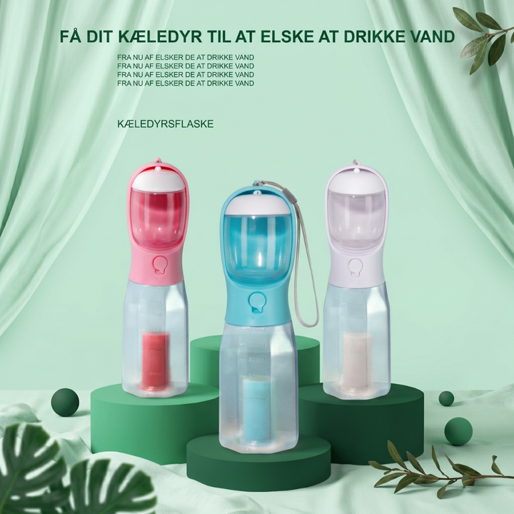 TrailBuddy™ – 3-i-1 hundevannflaske med matboks | Skanto