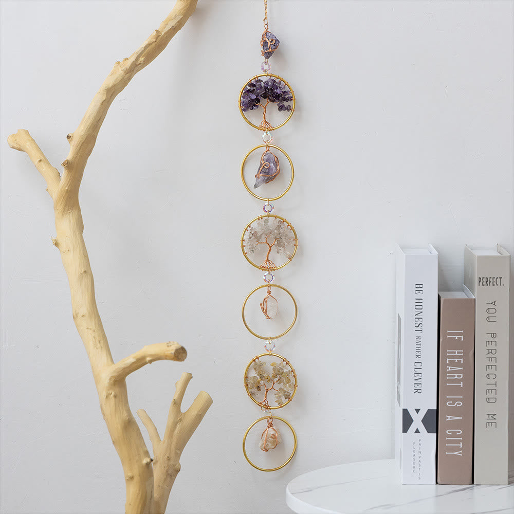 Skanto | Krystall Livets Tre 6 Ringer Veggdekor Ornament